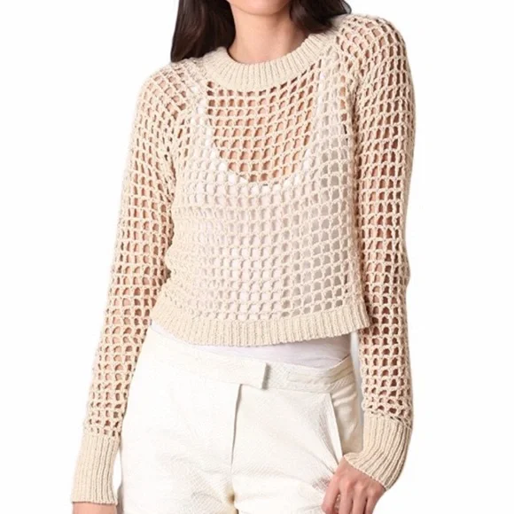 A.L.C. Cream Open-Knit Sweater - Picture 1 of 5